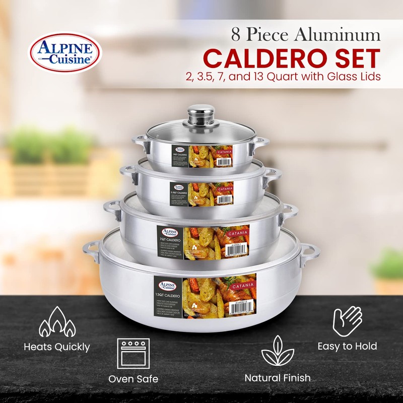 Alpine Cuisine Nonstick Aluminum Hot Pot Caldero Dutch Oven Set