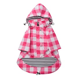 Dog rain Coat Waterproof Raincoat Puppy Jacket with Legs Buttons Zipper Hood Drawstring Fit for Yorkie Terrier Schnauzer Poodle Border Collie Labrador Golden Retriever 8lbs to 80lbs Pink XS