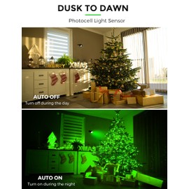 L LOHAS LED Green Spotlight Outdoor, Tree Spot Lights for Yard, Auto On/Off 5W 120V Landscape Lighting for House, Holiday, Christmas Decoration, 450LM IP66 Waterproof, UL Listed, 2 Pack