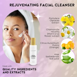 La Vie Limpiador Facial Rejuvenecedor – Gel Limpiador Facial Antienvejecimiento Con Cafeína, Aloe Vera Y Lavanda – Gel Limpiador Facial Para Mujeres – Gel Limpiador F 3,38 Onzas Líquidas (Paquete D