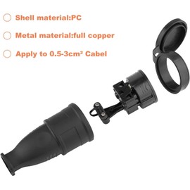 Schuko Plug and Schuko Coupling, Protective Contact Plug, Pack of 1 Protective Contact Set with Kink Protection, Can Be Used for 0.5-3 cm² Cable, IP44, 250 V, 16 A