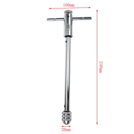 Quluxe Adjustable T-Handle Ratchet Tap Holder Wrench, Household Alloy Steel Silver Adjustable T Type One-Hand Ratchet Wrench, Adjustable Tap Wrench, T-Handle Tap Wrenches(M3-8 Long)