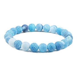 XKUZRWE Natural Weathered Stone Colorful Bracelet 8mm Stretch Beaded Bracelets for Women Birthday Christmas Girlfriend Valentine's Day Jewelry Gifts (Blue)