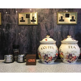 Excelsior Worldwide Limited Wooden 'Box' Clock with LED and Sound Activation (Brown with RED led)