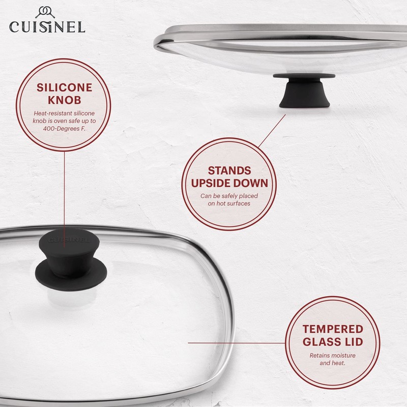 Cuisinel Cast Iron Grill Pan + Rectangular Cast Iron Grill