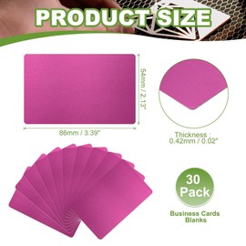 YELARXI Metal Business Card Blanks Aluminum Laser Engraving Business Cards, 86 x 54 x 0.42 mm Fit for Office Name DIY Printing (30 Pack, Purple)