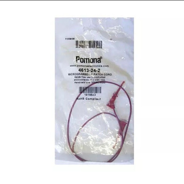 Pomona 4613-24-2 Micrograbber Test Clip Patch Cord, Red, 24 in.