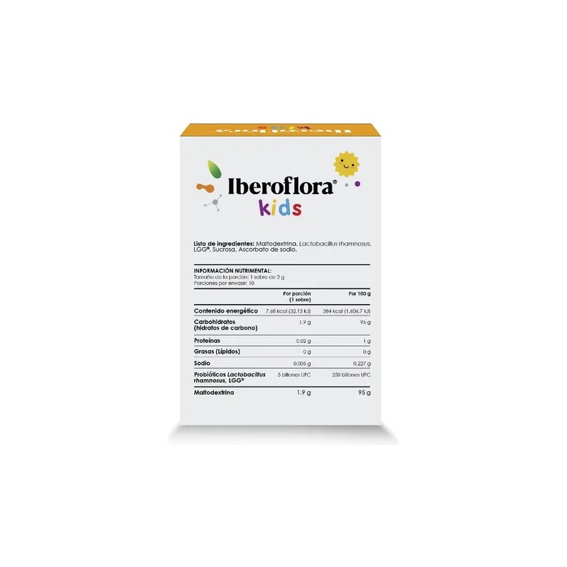 Iberoflora Kids Probióticos Para Niños Con Maltodextrina Sin Sabor