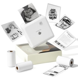 Phomemo M02 Pro 300DPI Mini Printer, Mobile Printer, Thermal Printer, 3 Roll Stickers, Smartphone Compatible, Photo Printing, Portable, Notebook, Compatible with Photos, Lists, Receipts, Sticky Notes, Words, Web Labels, Memos, Labels, Study Notebooks, St