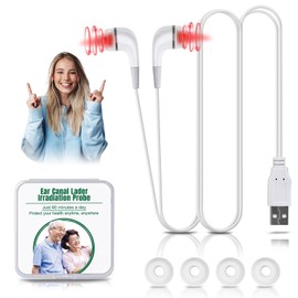 Red Light Alleviation for Ears, USB 650nm Portable Red Light Ear Alleviation Device, 650NM Red Light Ear Alleviation Device with Two Pairs of Ear Canal Silicon (White)