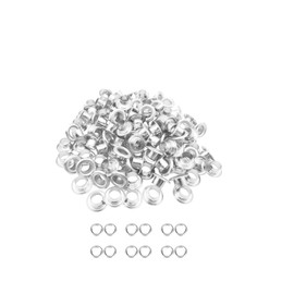 Leliafleury 50 Sets Silver Eyelet Grommets Kit 8mm Hole Metal Eyelets Washers for Leather Clothing Shoes Belt Bag DIY Project