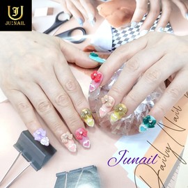 ❤Luminous heart handmade nail tips - Long stiletto / ❤야광하트 수제네일팁 - 롱스틸레토