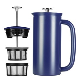 ESPRO - P7 French Press - Double Walled Stainless Steel Insulated Coffee and Tea Maker with Micro-Filter - Keep Drinks Hotter for Longer, Perfect for Home (Aegean Blue, 18 Oz)