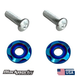 Blackworks Racing 2 TITANIUM BURNT LICENSE PLATE ANTI THEFT SECURITY BOLTS WASHERS SCREWS SILVER