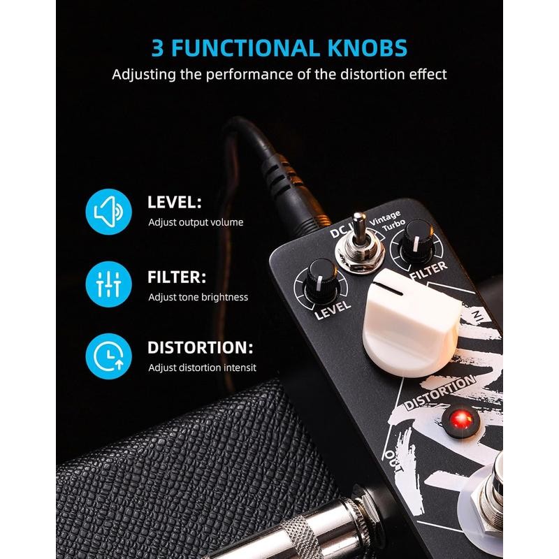 LEKATO Electric Guitar Bass Effect Pedal,Distortion/Pitch Box/Overdrive/Looper/Drummer/Noise Killer/Delay/Compressor Mini Pedal