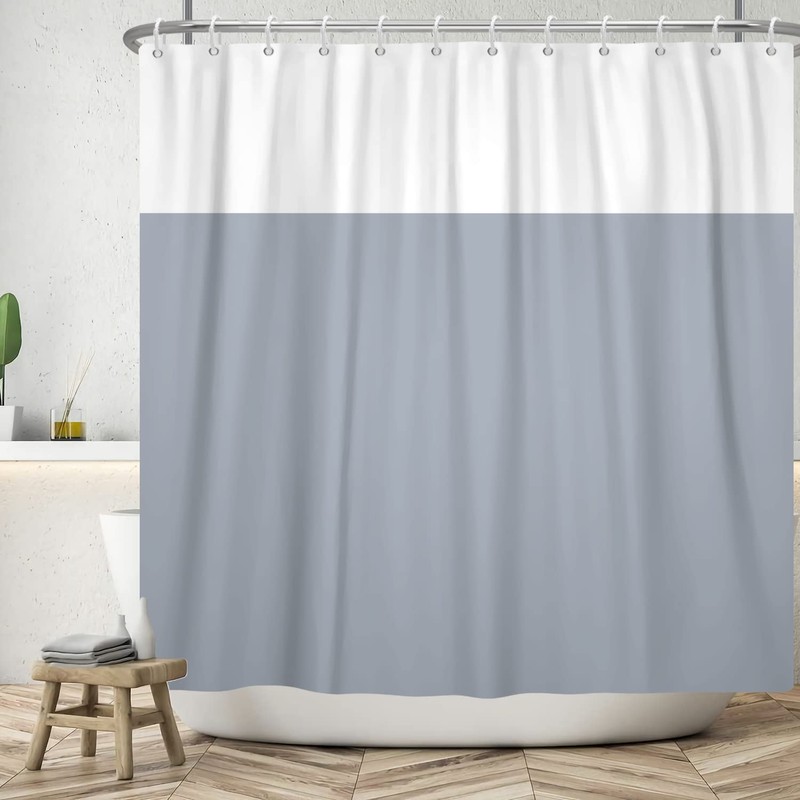 SDOTPMT 105 x 160 cm Grey White Two-Tone Shower Curtain