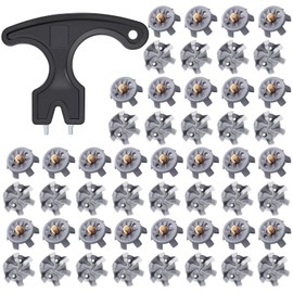 51 Pcs Golf Shoe Spikes Replacements Set 50 Golf Shoe Cleats Replacement & 1 Black Golf Cleats Spanner Metal Thread Screw 6 mm Dia Golf Cleats Replacement for Golf Player Golf Lover