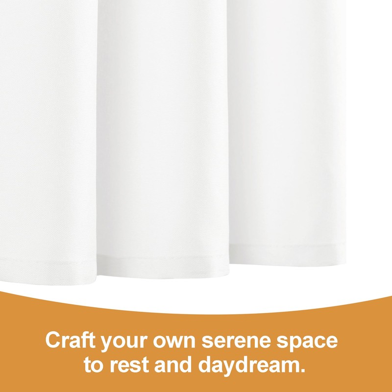 DWCN White Faux Linen Kitchen Curtains, 36 Inch Drop Cafe