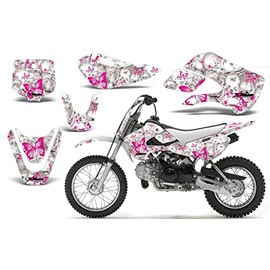 AMR Racing MX Dirt Bike Graphics kit Sticker Decal Compatible with Kawasaki KX65 2002-2016 - Butterflies Pink