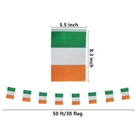 tibijoy Ireland Flag Banner, 50ft x 5 x 8 inches x 38, Polyester, Party Celebration Decorations