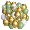 60pcs 12inch Olive Green and Gold Latex Helium Balloons,Gold Confetti
