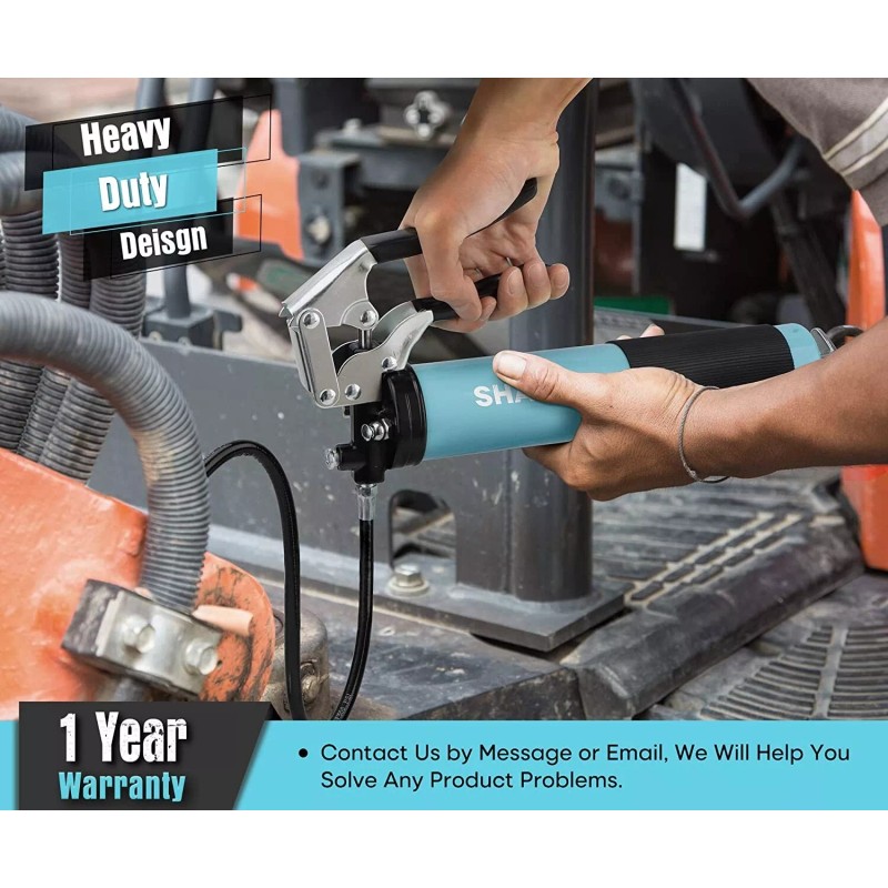 SHALL Professional Heavy Grease Gun, 7000 PSI Heavy Duty Pistol