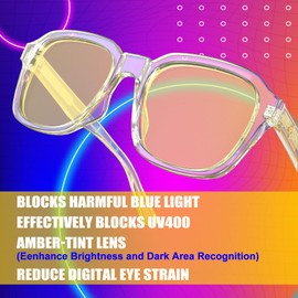 VISOONE Gaming Glasses Blue Light Blocking Oversized Square Computer Eyewear Men Women Bennett