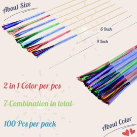 Bonsucee 9 Inch Cocktail Picks Wood Firework Picks - For Cupcake Toppers, Drink Skewers, Birthday Party, Appetizers, Children's Day Celebration & Fall Cocktails Decoration, 100 PCS.