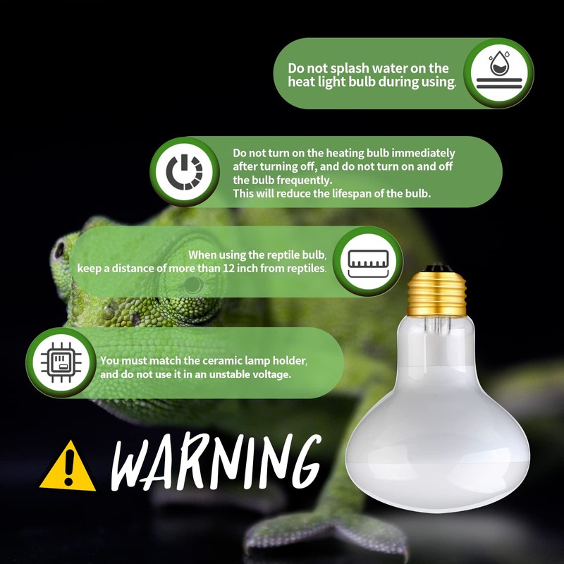 FIVEAGE 100W UVA Reptile Basking Spot Heat Lamp, White Cover