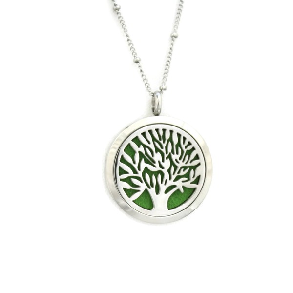 Family Tree of Life 316L Stainless Steel Essential Oil Diffuser Necklace- Long 30"