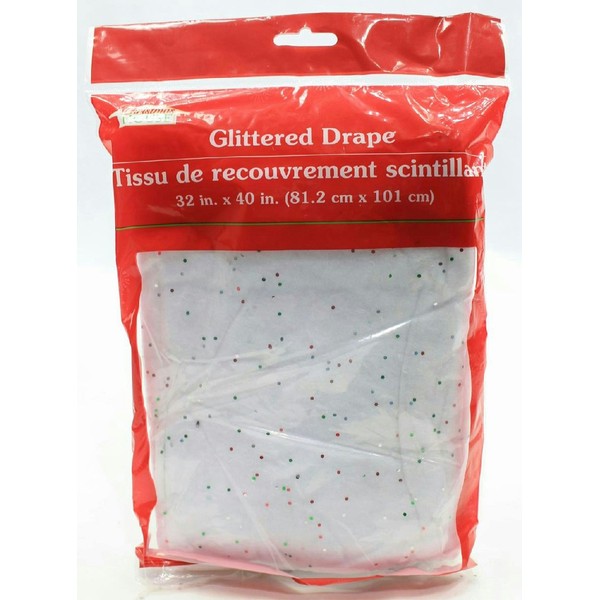 Christmas House Glittered Drape 32" x 40" for Tree Mantle Door Table Top (Pack of 2)