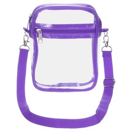sourcing map Clear Crossbody Purse Bag, Stadium Approved Clear Waterproof Backpack Shoulder Bag with Front Pocket for Men and Women, Concerts Stadium Events Sports Festivals, Purple 15x4.6x20cm