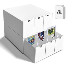 Trading Card Storage Box, Top Loaders Storage Box with 40 Dividers, Cardboard Toploader Card Boxes for Sports Card, Baseball, MTG, TCG, Playing Cards, 6 Drawer