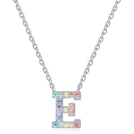 CONOOM Initial Letter Necklaces for Women,Alphabet Angel Number Baseball Birthstone Pendant Necklace Jewelry Gifts for Women (E)
