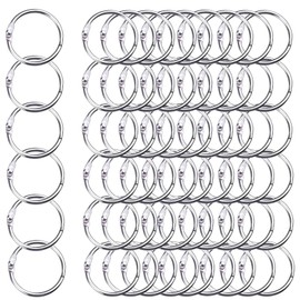 Pack of 60 Book Rings, 20 mm Binder Rings, Loose Leaf Connectors, Binder Rings for Scrapbook, Memo Storage, Key Ring, Office Supplies, Silver