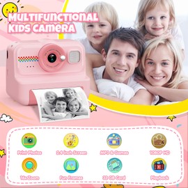HiMont HiMont Kinderkamera Sofortbildkamera, 1080P Sofortbildkamera Kinder mit 32GB Karte & 3 Rollen Druckpapier, lustige Kinderspielzeug Geschenke für Jungen & Mädchen von 3-12 Jahren
