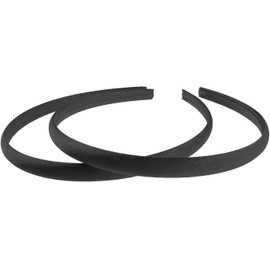 Mytoptrendz® Set Of 2 Plain Thin Satin Headbands Alice Hairband ((Black)