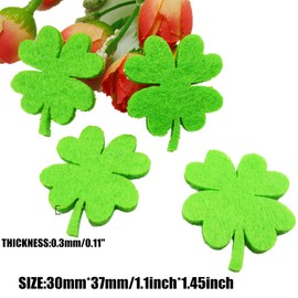 Zhiheng 50pcs Assorted 2 Colors Shamrock Felt Stickers 4 Leaf Clover Applique Embellishment for Necklace Bracelet Earrring Jewelry Making Scrapbook Card Making ST Patricks Day Decorations
