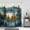 DYNH Misty Mountain Forest Shower Curtain,Sunset Sunrise Woodland Pine Tree