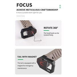 WINDFIRE LED Work Light Rechargeable with Magnetic Base 180° Rotate Foldable 7 Modes Portable Flood Flashlight Inspection Construction Lights for Car Repair/Household/Outdoor Use