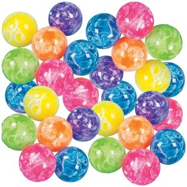 Fun Express Neon Marbleized Bouncy Balls - Bulk Set of 48 Small bouncey Balls