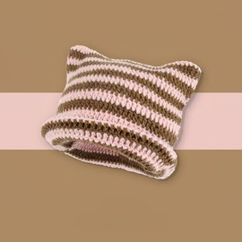 Vintage Beanies Women Fox Hat Grunge Accessories Slouchy Beanies for Women Crochet Hats for Women (Pink)