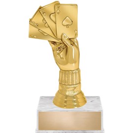 Crown Awards Cribbage Trophy, 5.5" Cribbage Hand Trophy On White Luxury Trophy Base