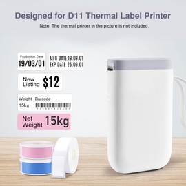Thermal Printing Label Paper Barcode Price Size Name Blank Labels Waterproof Tear Resistant 12*40mm 160pcs/roll for Home Organizer Supermarket Store Catering