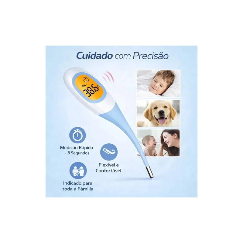 Termómetro Edge Slim Retroiluminado De Contacto Flexible Azul