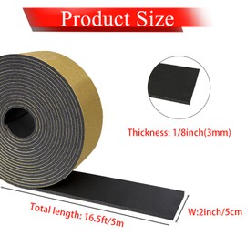 Foam Pipe Insulation Tape 2 Inch x 16.5 Feet, Self Adhesive Pipe Insulation Wrap Foam Tape 1/8 Inch Thick, AC Line Insulation Tube Cover for HVAC, Indoor and Outdoor Pipes, Protection