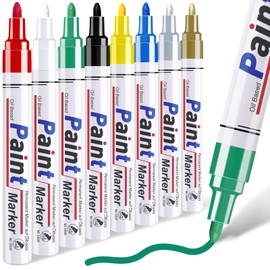 DAPAWIN Paint Pens Paint Markers, 8 Colors Medium Tip Permanent Markers Waterproof, Oil Based Marker for Metal, Rocks, Wood, Plastic, Glass, Fabric, 2-3 MM Quick Dry Oil Based Pens