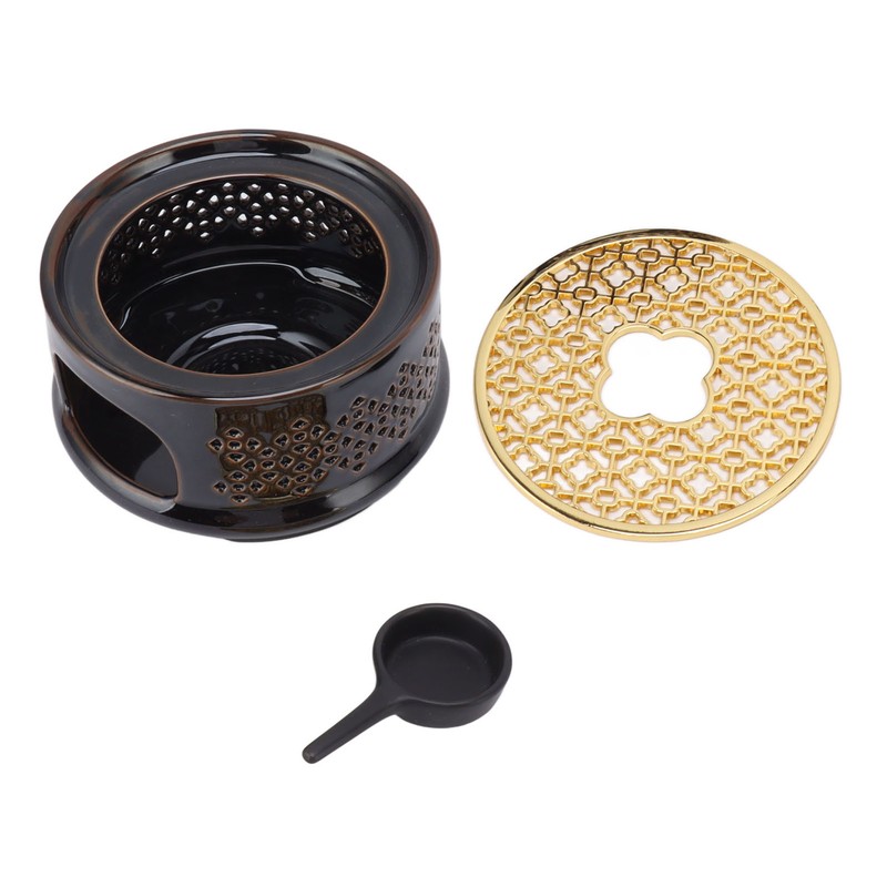 Teapot Warmer Tea Coffee Warmer Base Ceramic Heater with Spoon