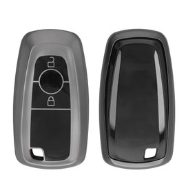 kwmobile Key Cover Compatible with Ford 2 Button Car Key Keyless Go - Soft TPU Car Fob Protector Case - Black Matte