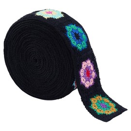 MAYJOYDIY 5 Yards Black Crochet Flower Purse Straps 2 inch Jacquard Embroidery Webbing Straps Vintage Shoulder Strap Guitar Strap for Sewing DIY Bags Gifts Wrapping Home Decoration